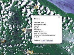PalmSurv Metadata in Google Earth: Left-Click on a Village