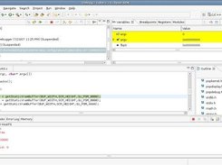 Debugging view with breakpoints, output of usbhostfs_pc etc