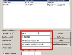 Enter website and login information