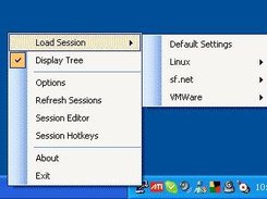 Access your sessions in folders from the system tray