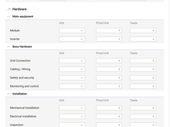 Define the year of your project simulation to calculate output according to standard deviation. Upload horizon and albedo and set advanced parameters for losses. Use the built-in CAPEX templates or upload templates used by your company’s financial team. Create a BoM, and a comprehensive financial analysis of your plant ready to hand over to your off-taker.