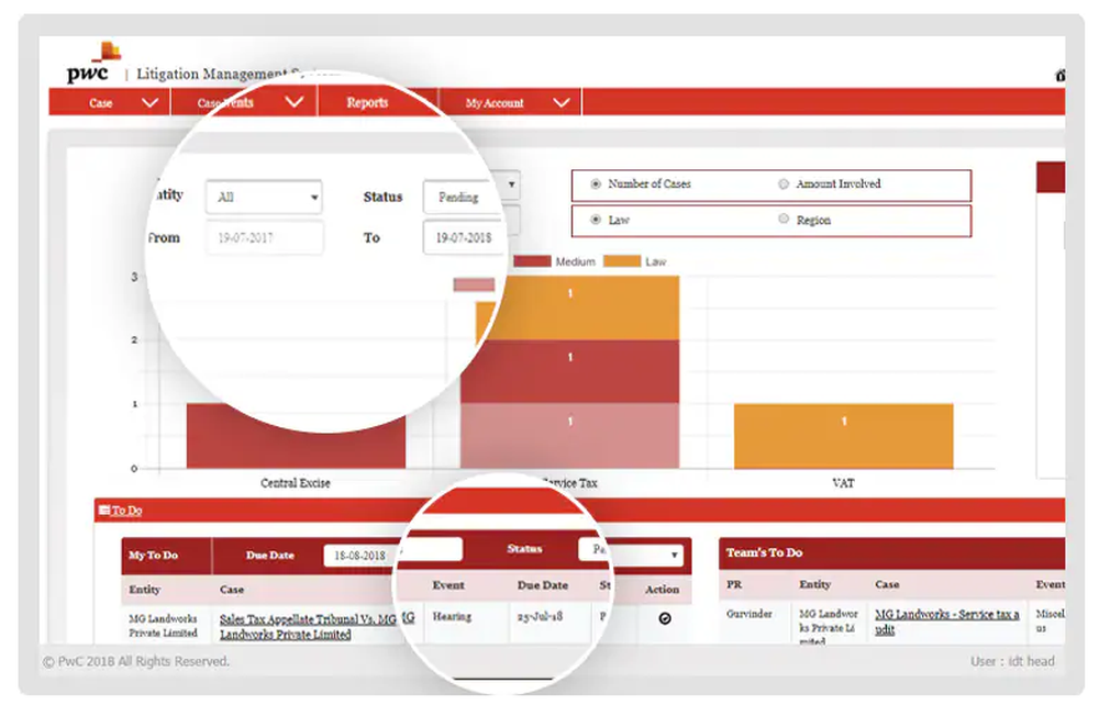 PwC Litigation Management Solution Screenshot 1