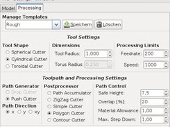 Processing settings