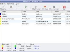 Tela principal do pyContas