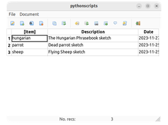 Database screen