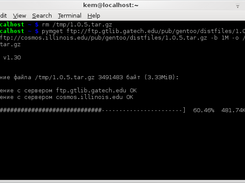 Downloading from two slow FTP mirrors with 1MB blocks and saving to /tmp
