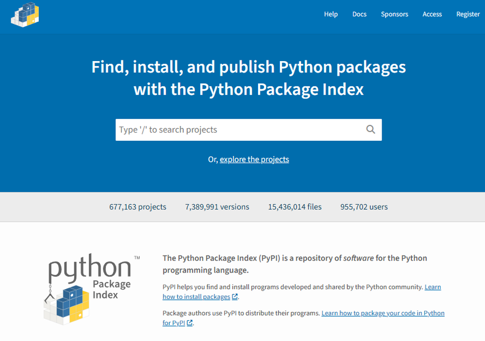 PyPI Screenshot 1