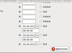 Table insert dataset window