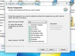 PyQT permite seleccionar las herramientas a instalar.