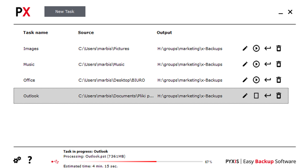 Pyxis Backup Software Screenshot 1