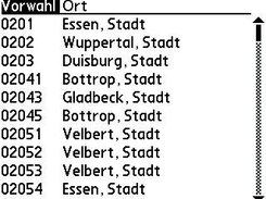 German Calling Codes (PalmOS 5)