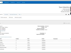 Academic credit management by program — track credits used and approved per student, view subject status by level, and enroll students individually or in bulk directly from the academic profile.