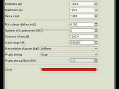 Panel allowing to change parameters