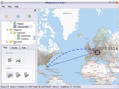 Measure distance and show geodesic line (beeline)