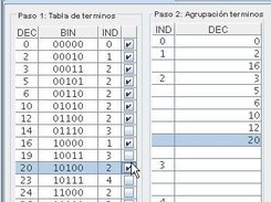 Interactive minimization step by step using Quine-McCluskey 