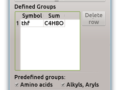 Group definitions window