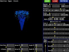 Streaming particles simulate a fountain of water.