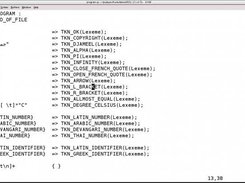 Definition of pattern-action pairs for the lexical analyser.