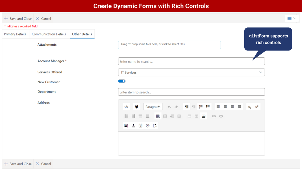 Create Dynamic Forms with Rich Controls