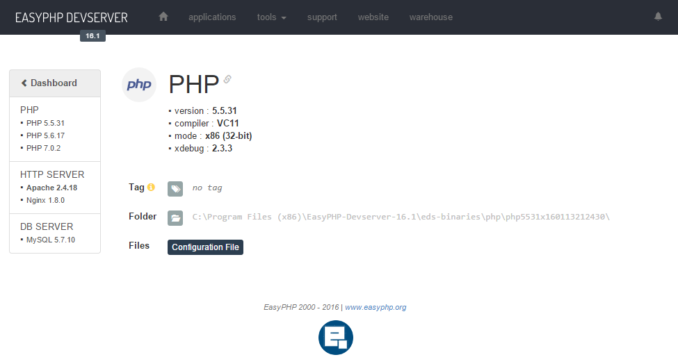 easyphp devserver 16