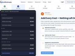 QuickEstimate helps contractors organize materials, labor, equipment, and subcontractor pricing in one streamlined estimating workflow to reduce missed scope items and protect profit margins.