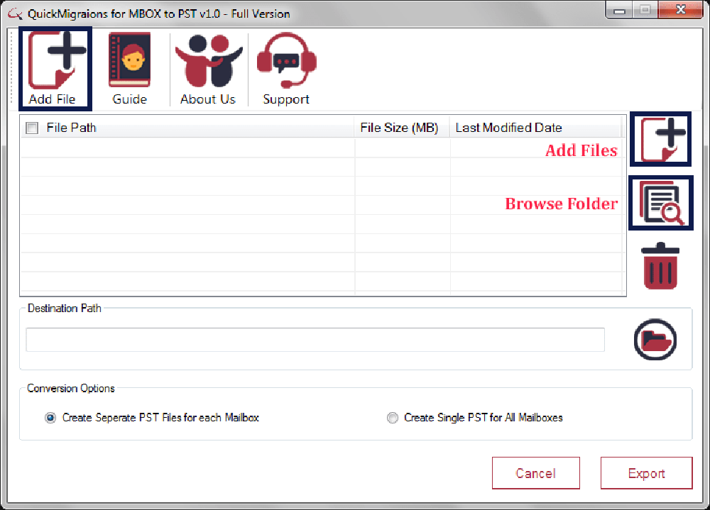 Add files for MBOX to PST Conversion