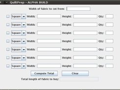 Screen of the alpha build of QuiltPrep.