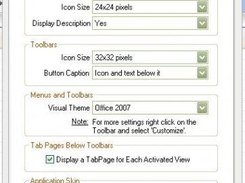 Program properties dialog to change CodeJock settings