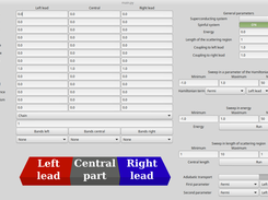 Main interface of Qutranpy, with the different parameters that can be changed