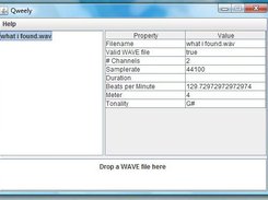 Qweely displaying the results of a song analysis