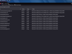 r3dfox with the Eclipse Purple color scheme showing classic about:config page and site specific useragent overrides.