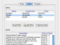 History view with table containing filtered tasks.