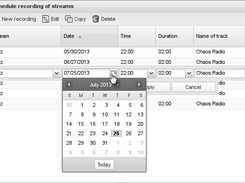 Radiorecorder Web GUI - Edit schedule