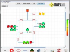 A scenario with multiple devices and grid connection. The collor overlay is enabled.