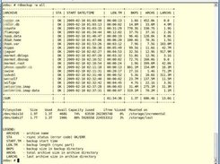 The report output displayed on a server (rdbackup -w all).