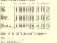 The report output when backup of some archives failed