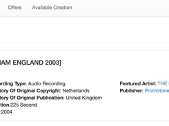 rid-exchange-prototype: Creations result set for audio recordings