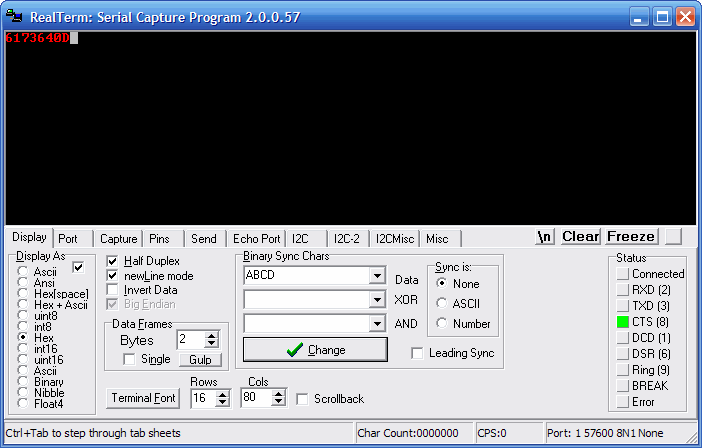 serial terminal program to changvin