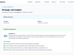 Strategic Job Insights - gap analysis with specific strengths, concerns, and bridge strategies