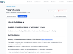 Custom resume generated and tailored for the specific role, ATS-optimized