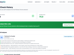 FitCheck history - fit scores in seconds on any job posting to prioritize your applications