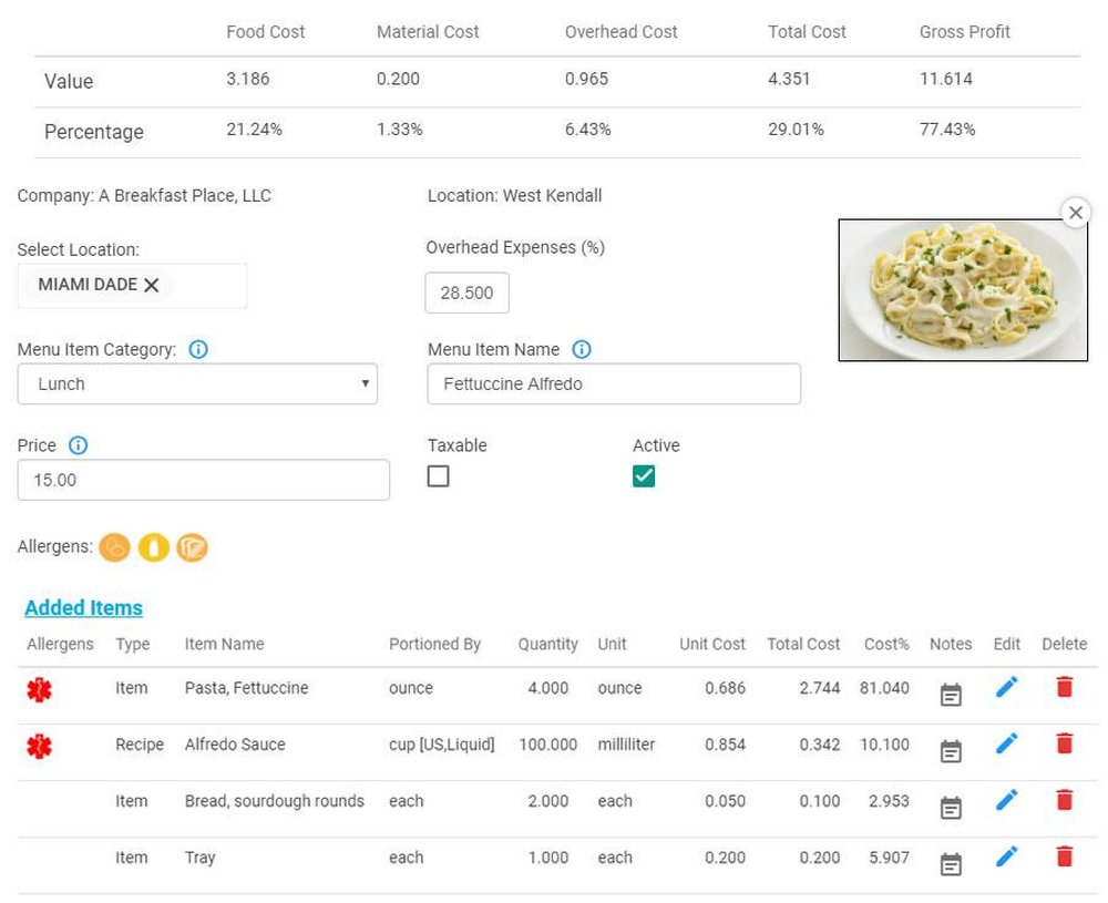 Recipe Costing Screenshot 1
