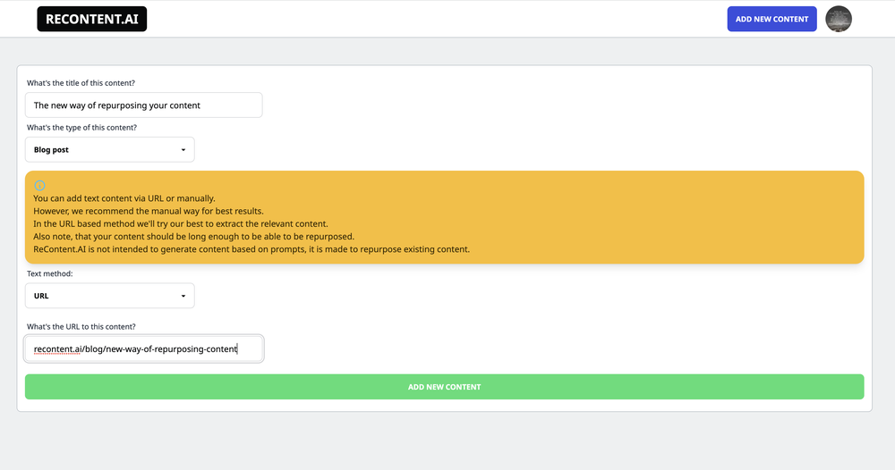 ReContent.AI Screenshot 1