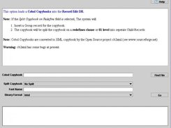 Cobol / XML Layout import screen