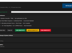 REDACT Main Dashboard featuring the 218 system target items and four cryptographic sanitization architecture modes.