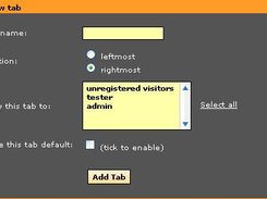 Tab Adding Popup Box