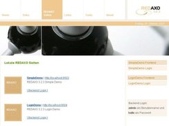 The localhost-menu with links to the Frontend, Backend ...