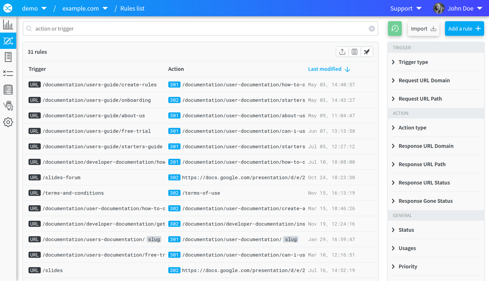 Create redirect rules