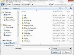 Select subtitle file dialog