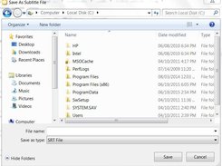 Save as subtitle file dialog